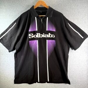 Solbiato Polo Shirt Men's XL Black Graphic Stretch Short Sleeve 1/4 Zip Pullover